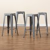 Baxton Studio Horton ModernIndustrial Grey Finished Metal 4-Piece Stackable Bar Stool Set 192-4PC-12048-ZORO